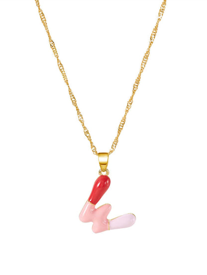 Colorblock Bubble Letter Necklace