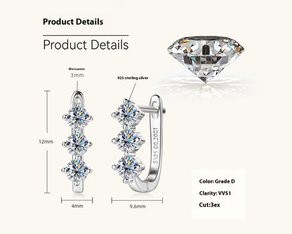 Moissanite Trio Hoop Earrings