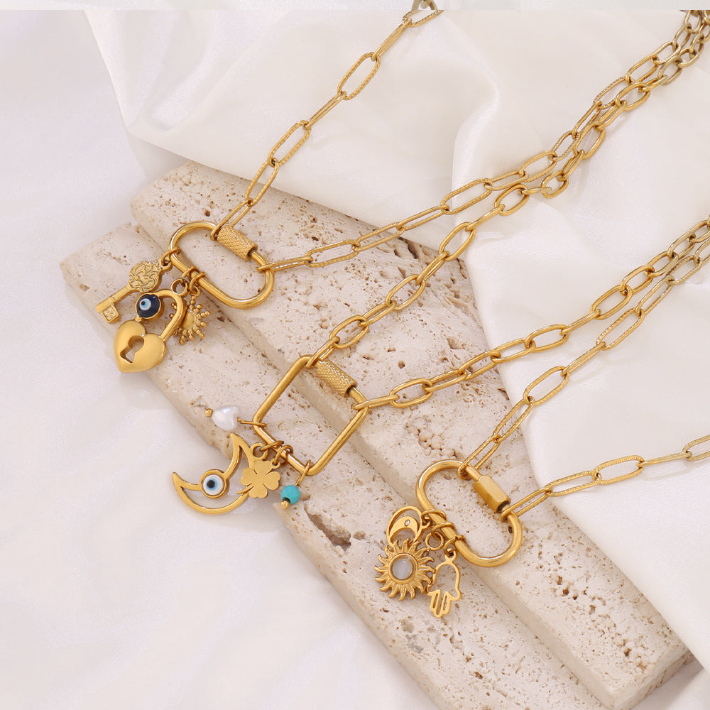 Charm Carabiner Clip Necklace