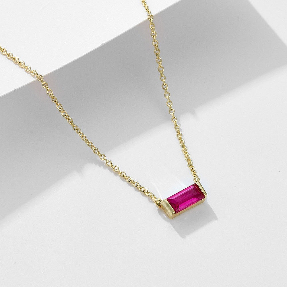 Baguette Birthstone Necklace