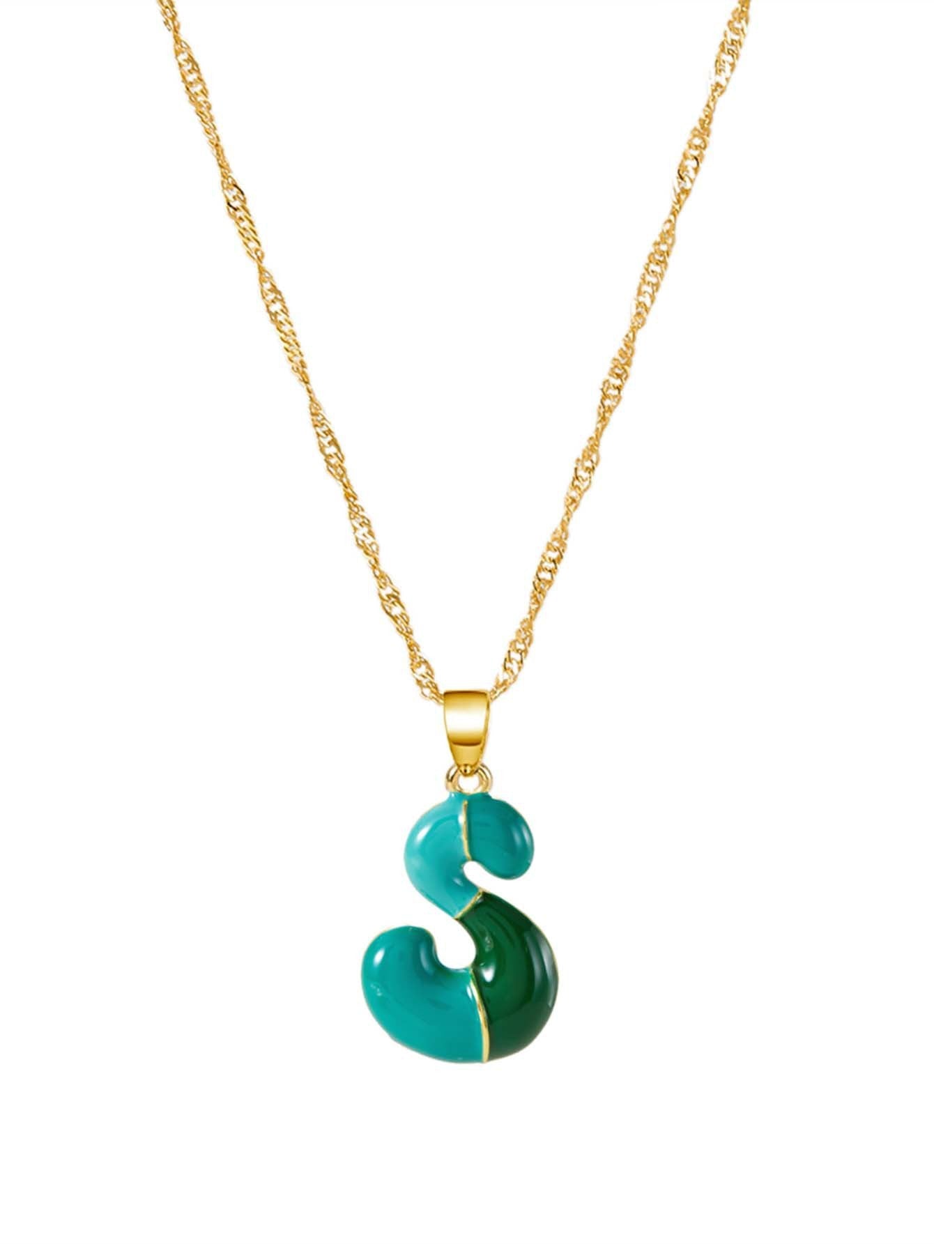 Colorblock Bubble Letter Necklace