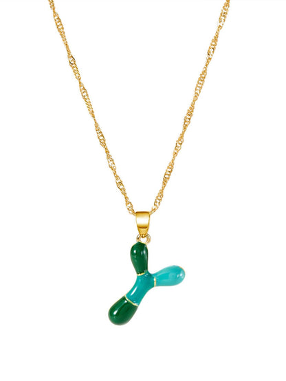 Colorblock Bubble Letter Necklace