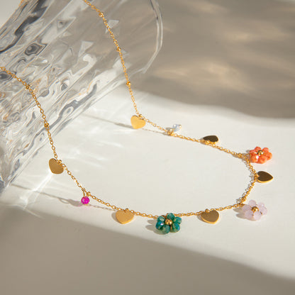 Sarah Glass Flowers Necklace