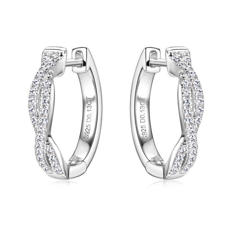 Pavé Moissanite Twist Hoop Earrings