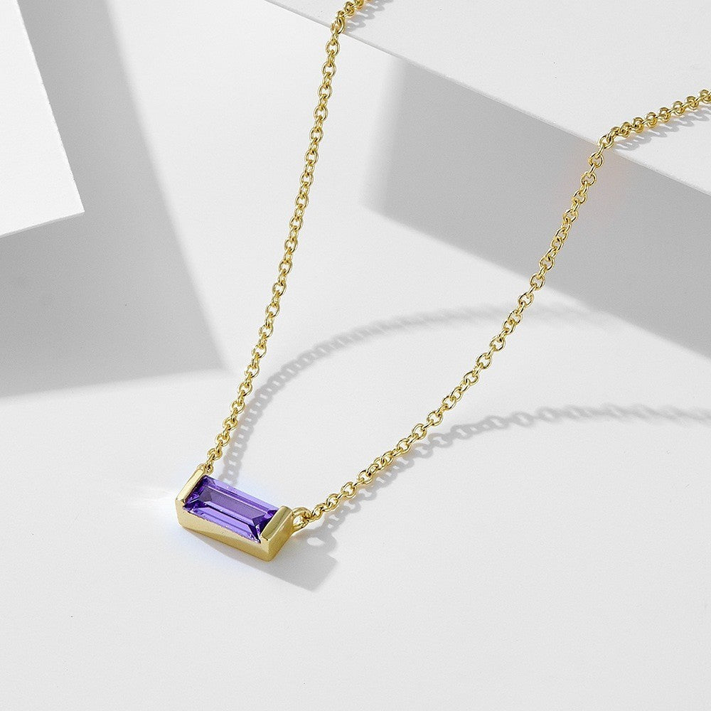 Baguette Birthstone Necklace