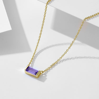 Baguette Birthstone Necklace