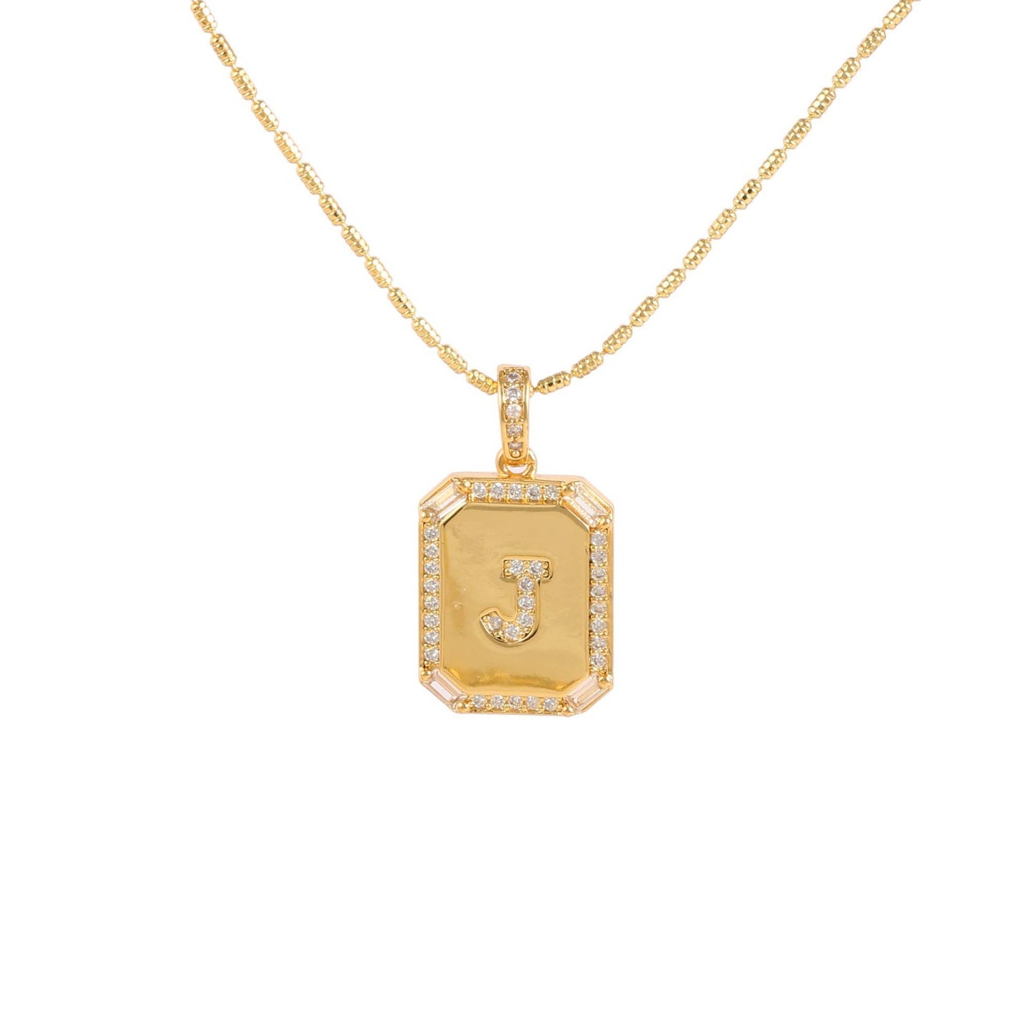 Square Initial Pendant Necklace