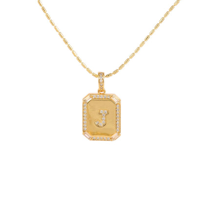 Square Initial Pendant Necklace