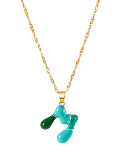 Colorblock Bubble Letter Necklace