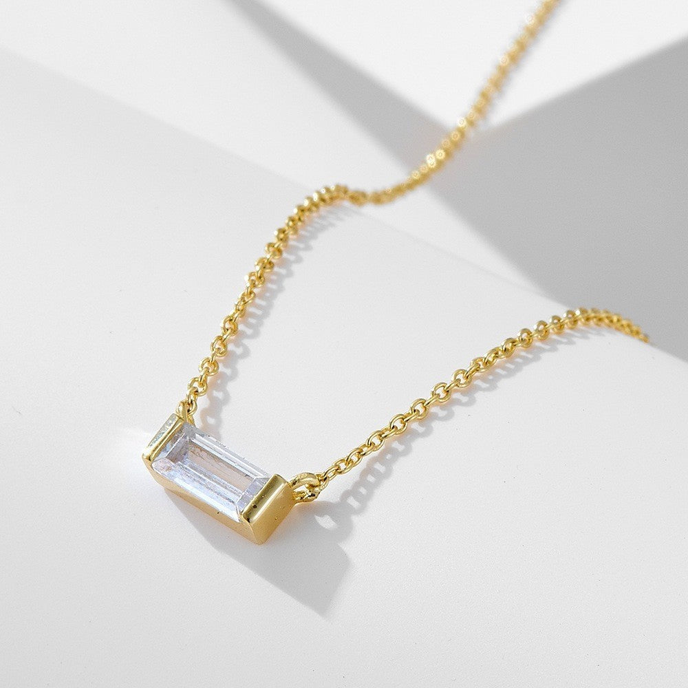 Baguette Birthstone Necklace