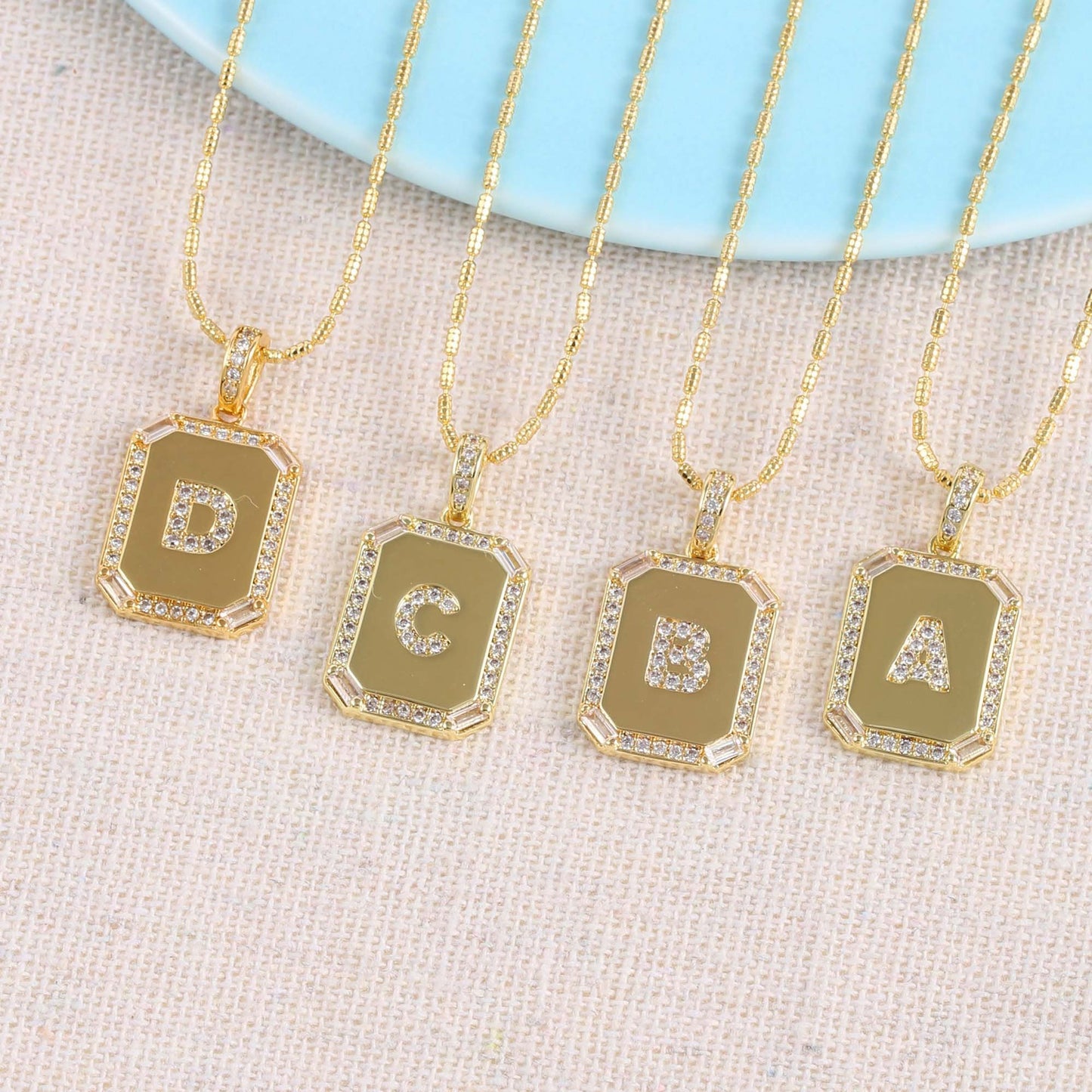 Square Initial Pendant Necklace