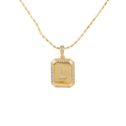 Square Initial Pendant Necklace