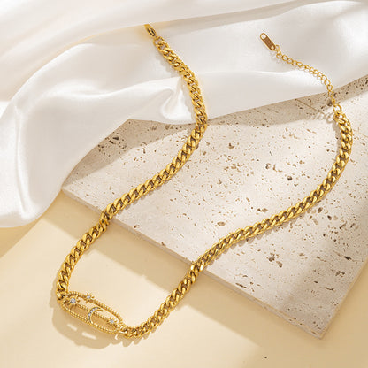 Moon Cuban Link Necklace