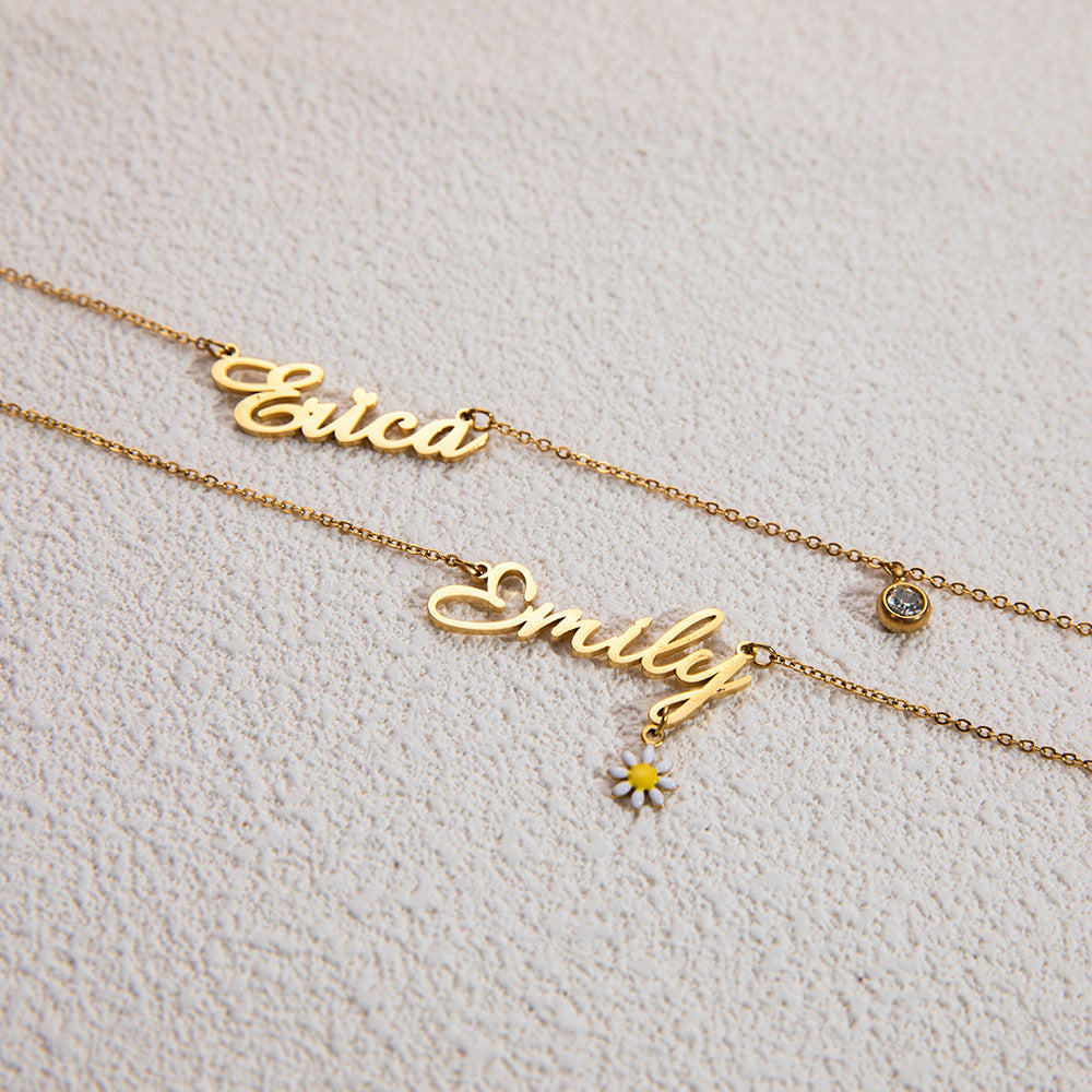 Sunflower Name Necklace