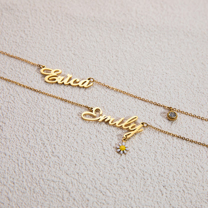 Sunflower Name Necklace