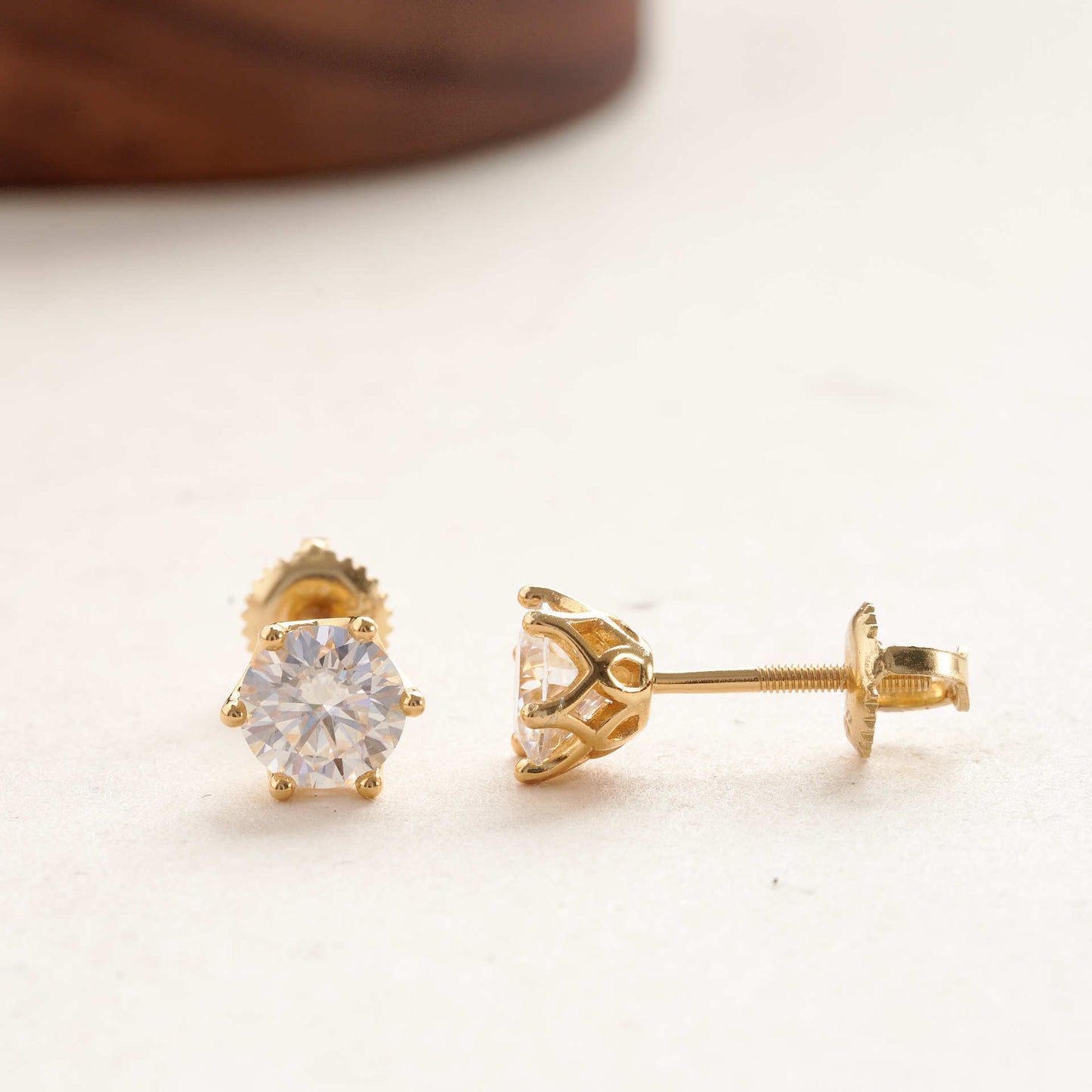 Moissanite Gold Stud Earrings
