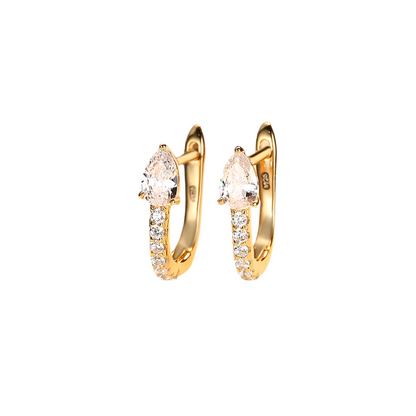 Pear Cut CZ Pavé Hoop Earrings