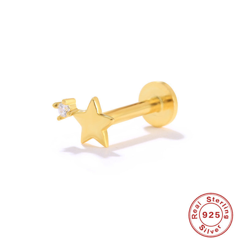 Gold Vermeil Flat Back Studs Gemstone Star Duo