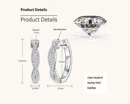 Pavé Moissanite Twist Hoop Earrings