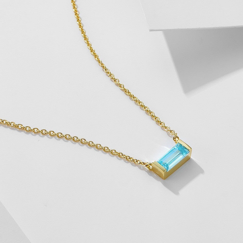 Baguette Birthstone Necklace