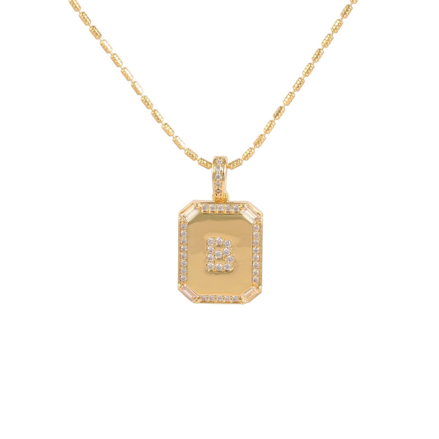 Square Initial Pendant Necklace