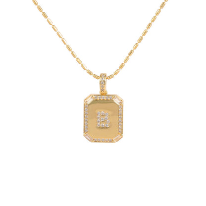 Square Initial Pendant Necklace
