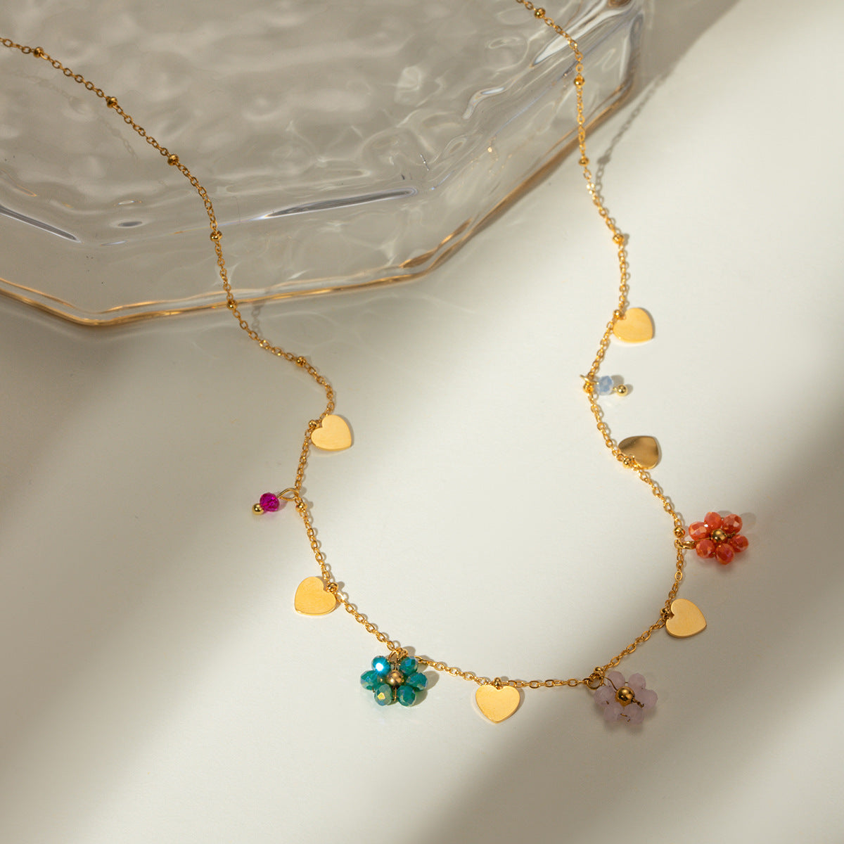 Sarah Glass Flowers Necklace