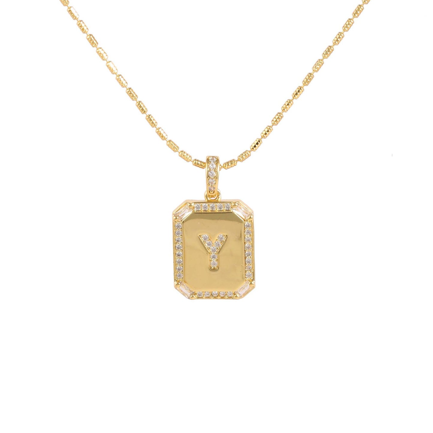 Square Initial Pendant Necklace