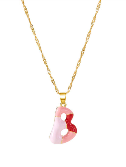 Colorblock Bubble Letter Necklace