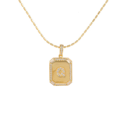 Square Initial Pendant Necklace