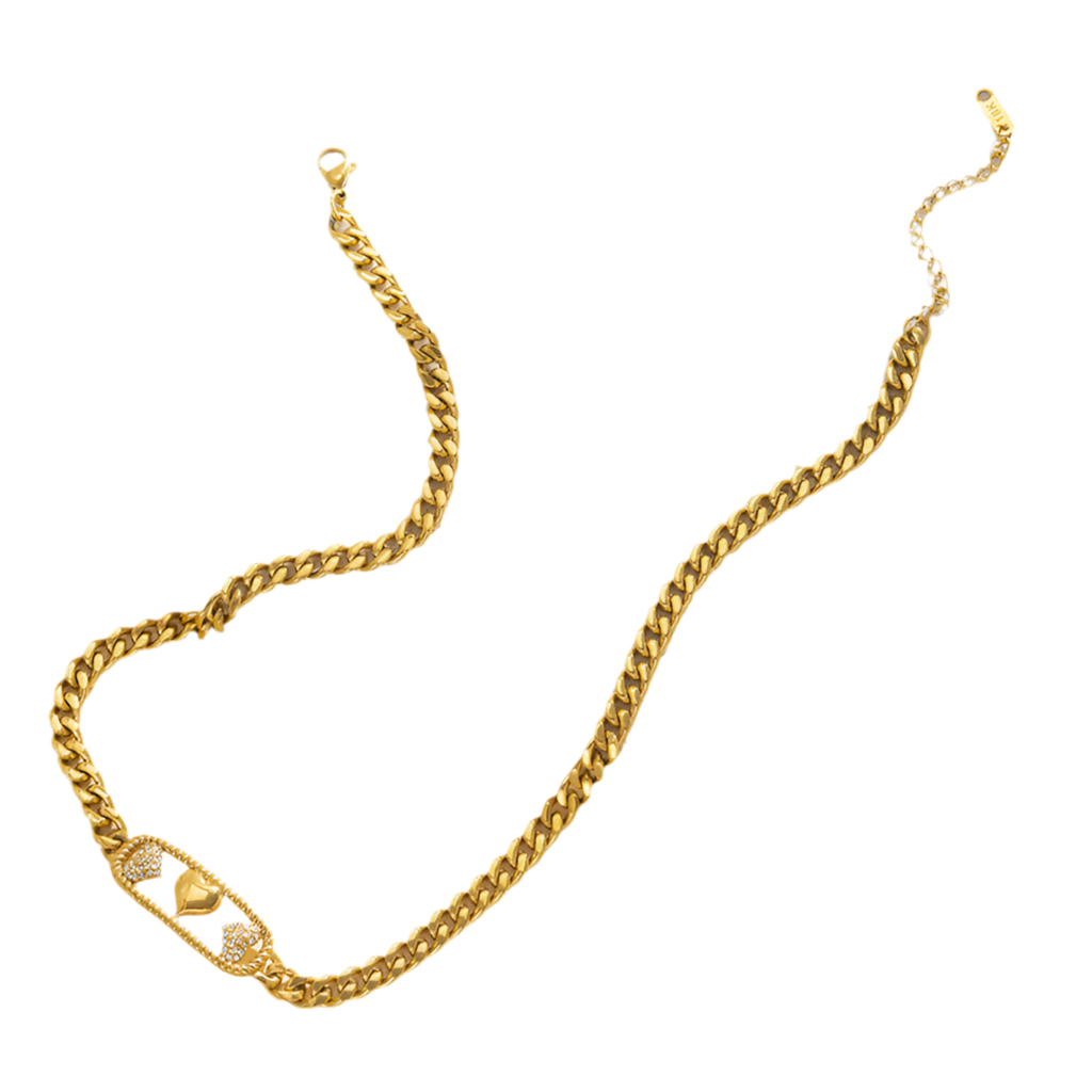 Love Paperclip Cuban Link Necklace