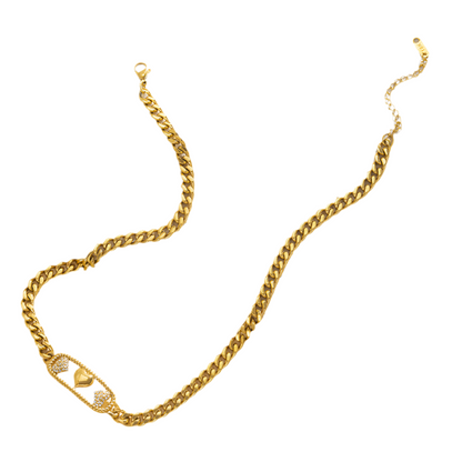 Love Paperclip Cuban Link Necklace