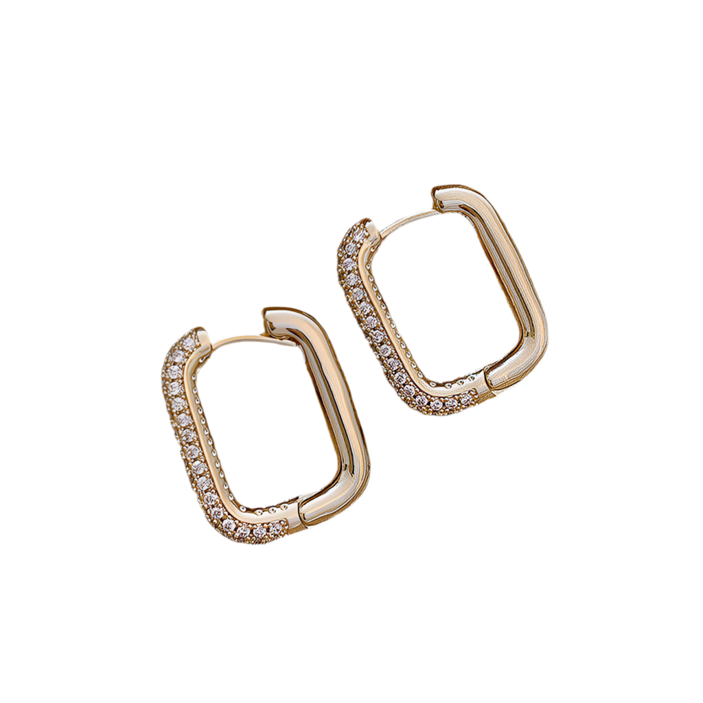 Geometric Square Earrings Zircon Earrings French Earrings