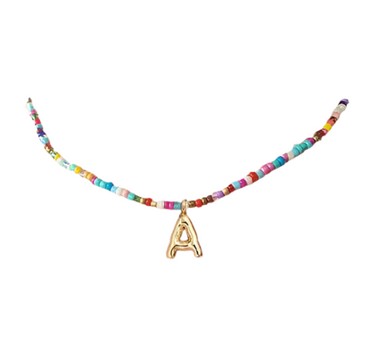 Rainbow Bead Initial Necklace