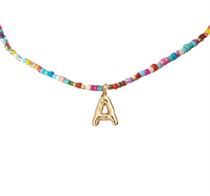 Rainbow Bead Initial Necklace