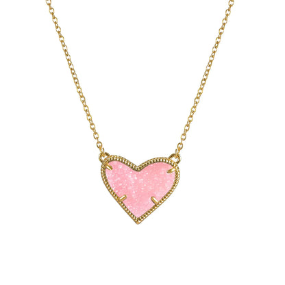 Druzy Rose Quartz Heart Necklace