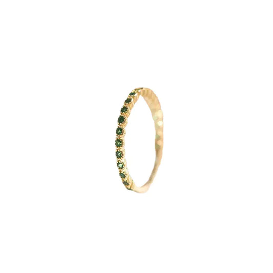 14K Gold Ring with Single Row of Diamond Plating