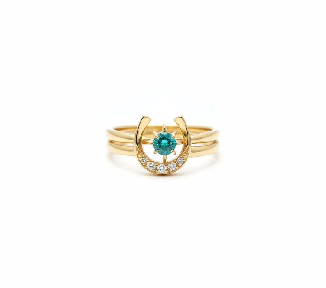 Emelia Gold Emerald Horseshoe Ring
