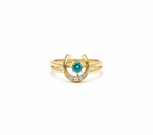 Emelia Gold Emerald Horseshoe Ring