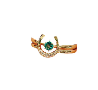 Emelia Gold Emerald Horseshoe Ring