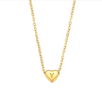 Mini Heart Initial Necklace