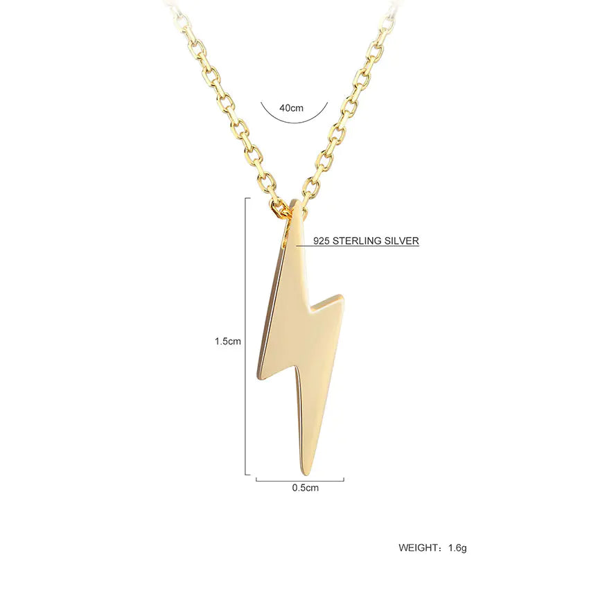 S925 Silver Plated Lightning Pendant Necklace for Women