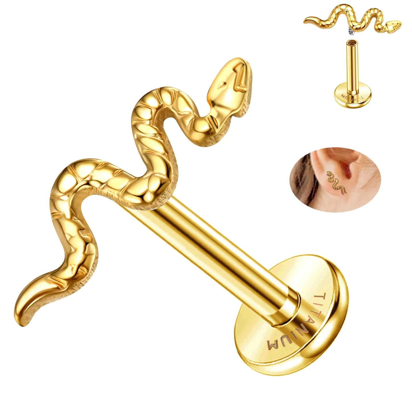 Serpent Flat Back Stud