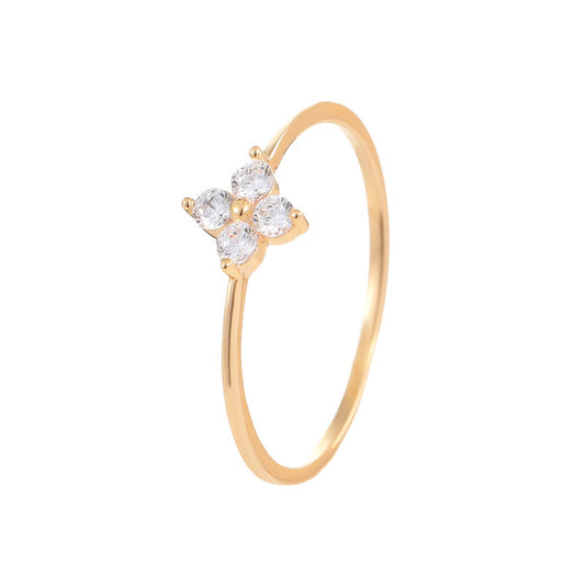 Diamond Four-leaf Clover Ring