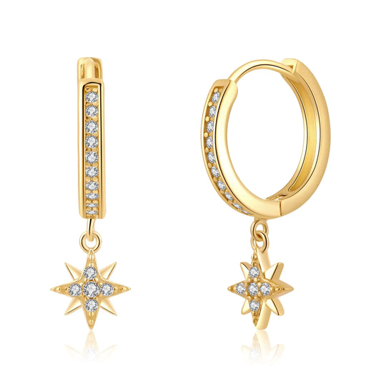 To Heart Gold Hoop Earrings 14k Gold Earrings Dangle Star Dangle Earrings Hypoallergenic Small Gold Hoop Earrings