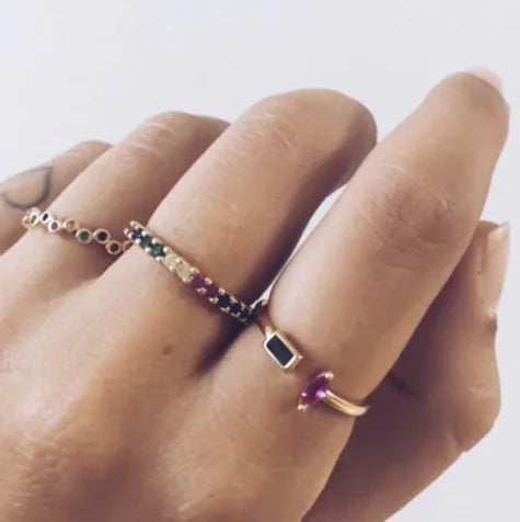 Pink Marquise and Emerald Ring