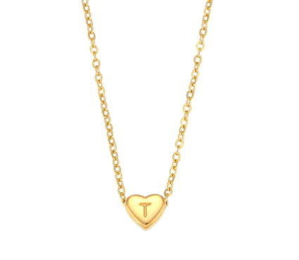 Mini Heart Initial Necklace