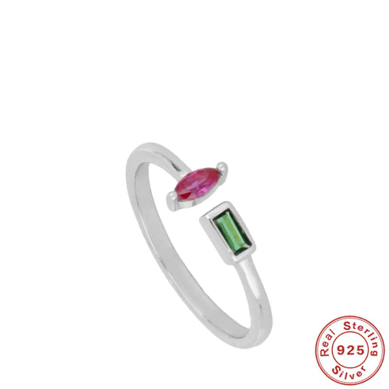 Pink Marquise and Emerald Ring