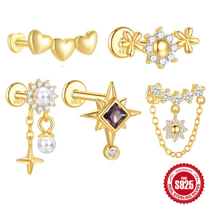 Purple CZ Star Flat Back Stud