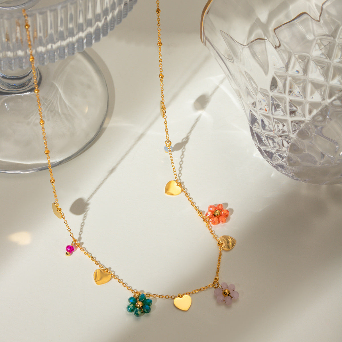 Sarah Glass Flowers Necklace